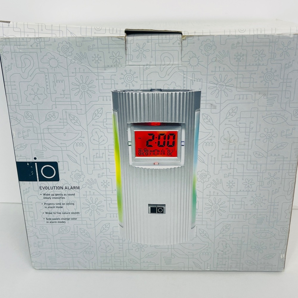 iO Evolution Alarm Clock Silver EAW-250 Projection Nature Sounds PFA Brands EX